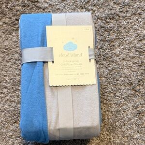 Cloud Island Blue and Gray Crib Fitted Sheets